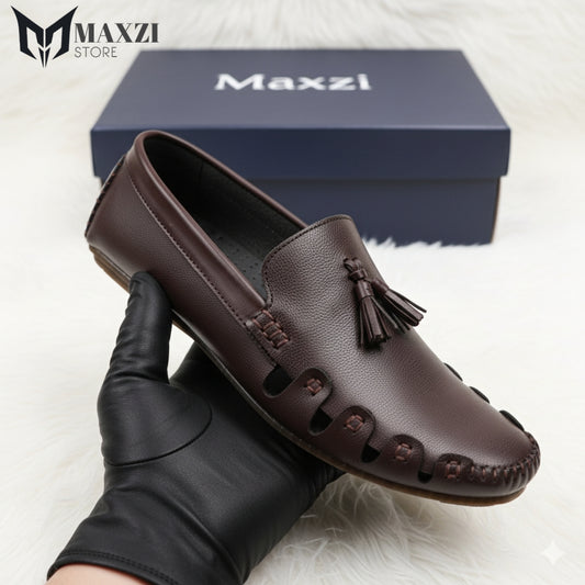 Brown Leather Tassel Driver Loafer